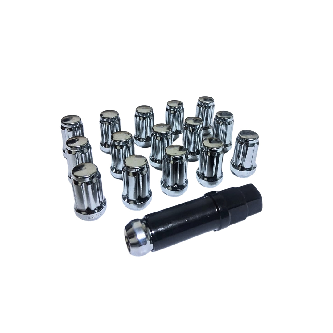 Kit tuercas de rueda forma seguro aro deportivo (16 pcs + 1 llave) color cromado