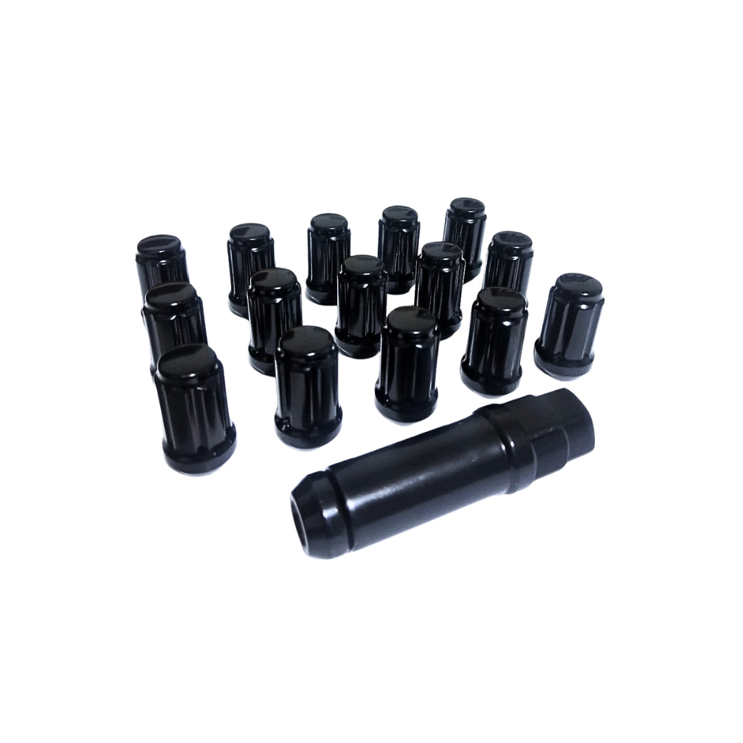 Kit tuercas de rueda forma seguro aro deportivo (16 pcs + 1 llave) color negro