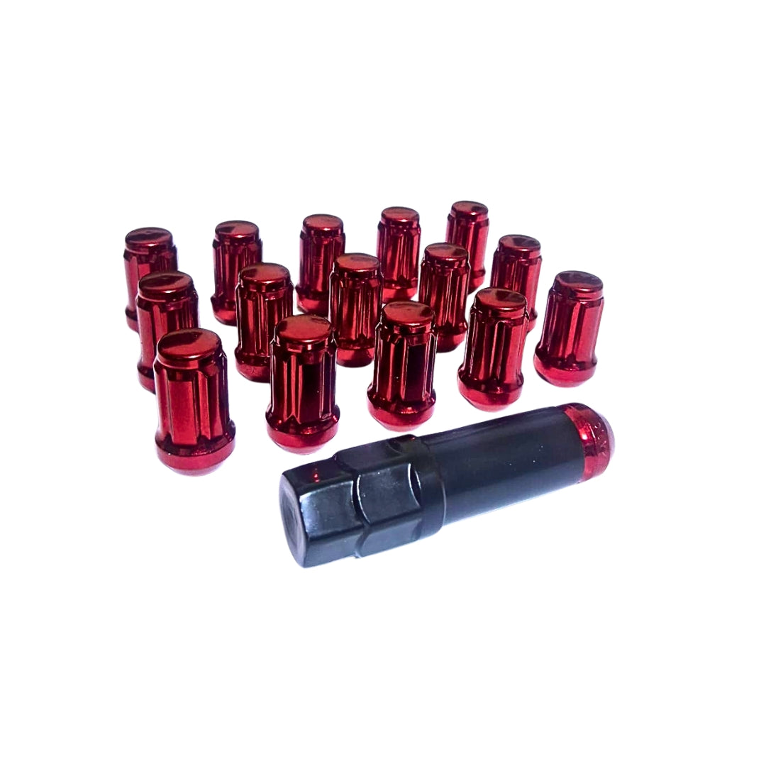 Kit tuercas de rueda forma seguro aro deportivo (16 pcs + 1 llave) color rojo