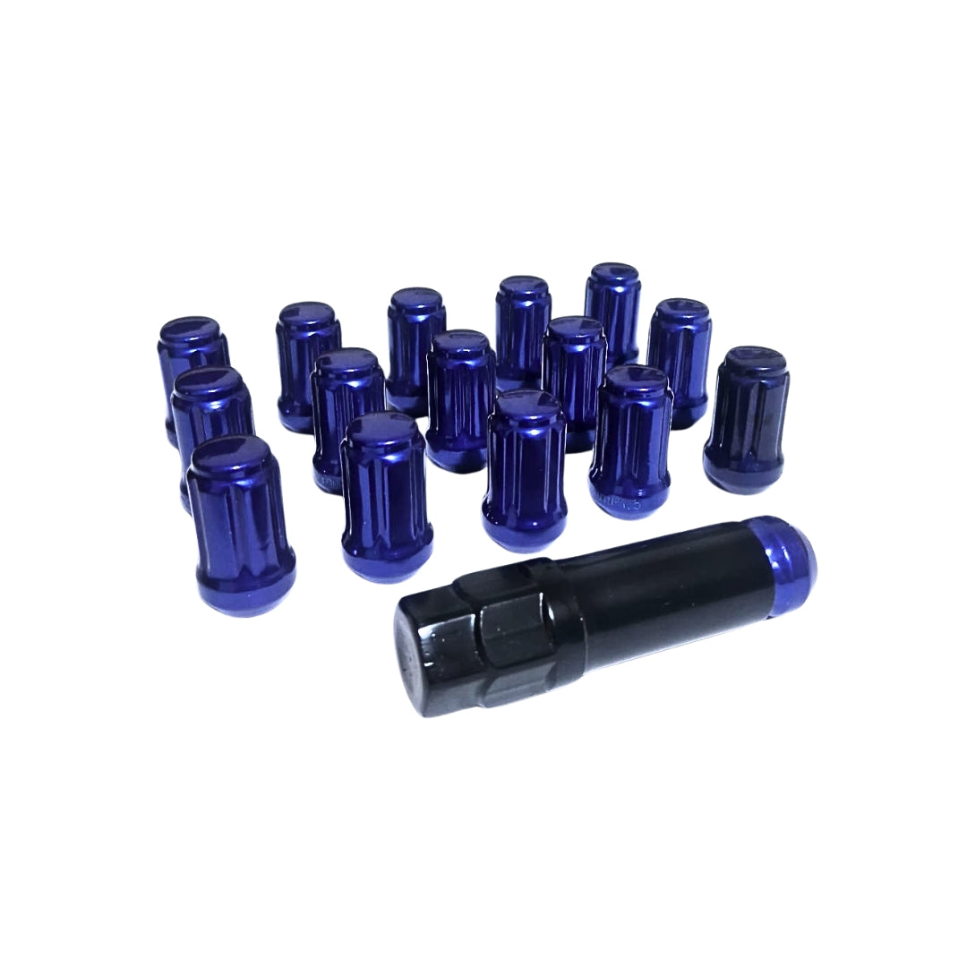 Kit tuercas de rueda forma seguro aro deportivo (16 pcs + 1 llave) color azul