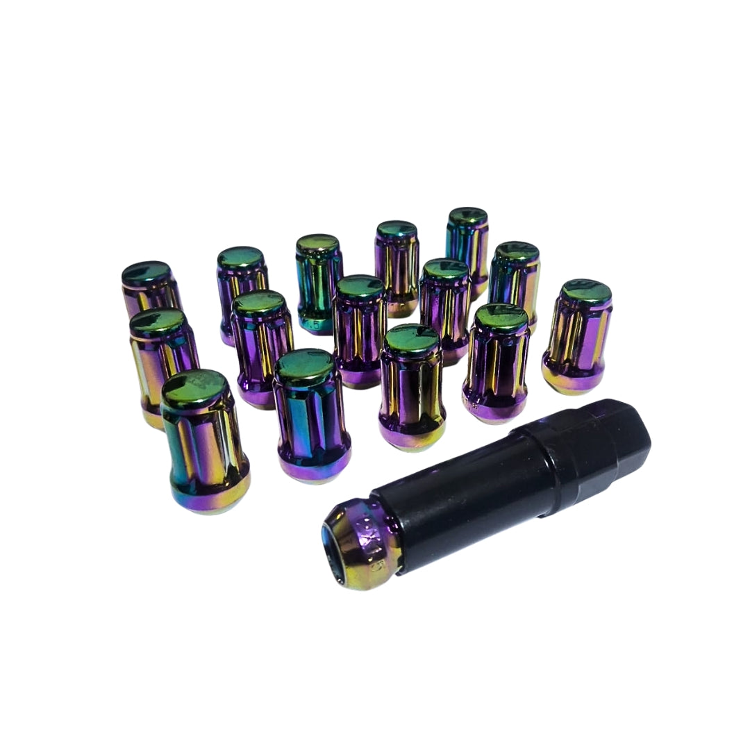 Kit tuercas de rueda forma seguro aro deportivo (16 pcs + 1 llave) color camaleon