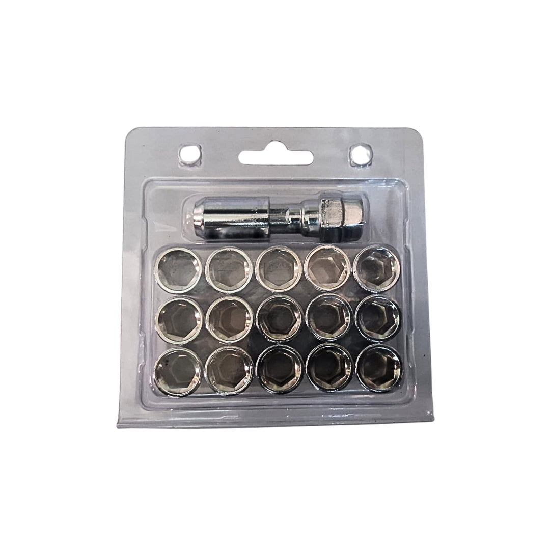 Kit tuercas tubulares (16 pcs + 1 llave) color cromado