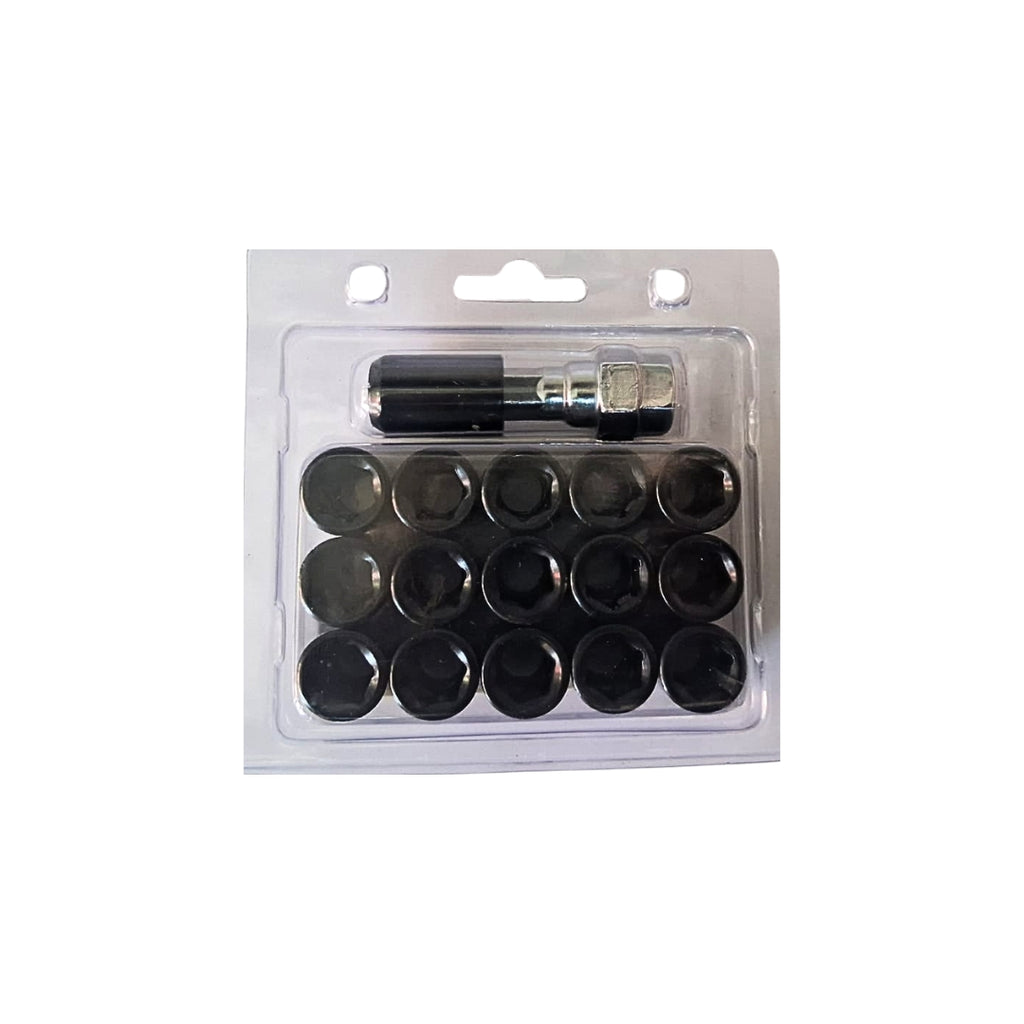 Kit tuercas tubulares (16 pcs + 1 llave) color negro