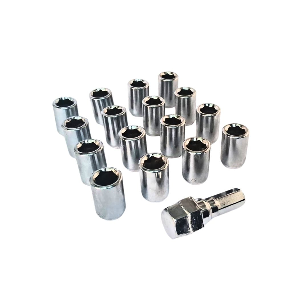 Kit tuercas tubulares (16 pcs + 1 llave) color cromado