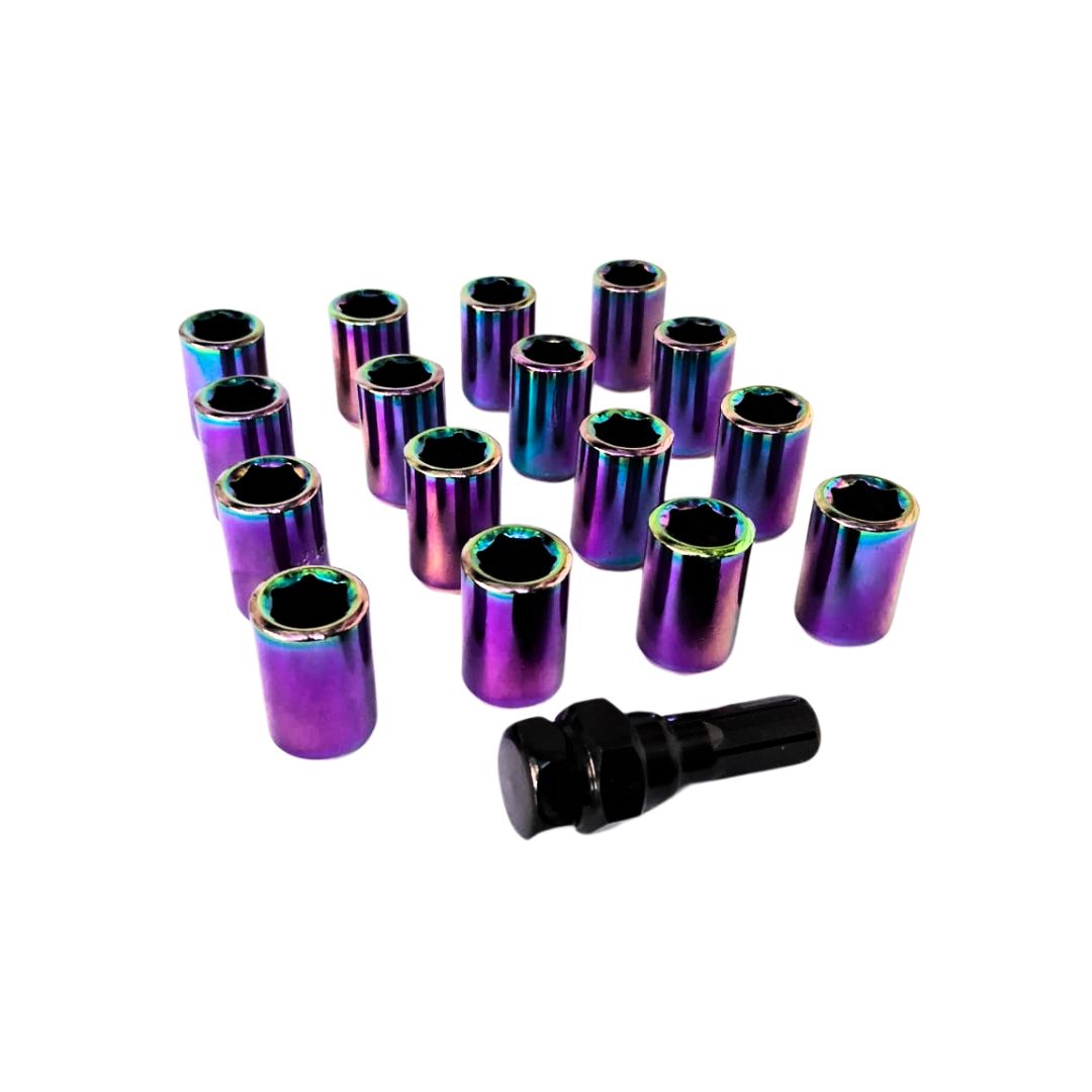 Kit tuercas tubulares (16 pcs + 1 llave) color camaleon
